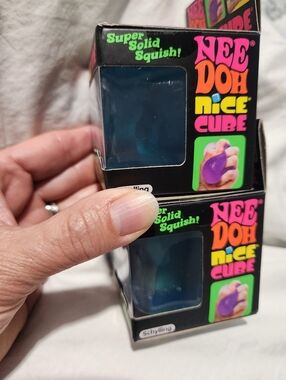 Set Of 2. NeeDoh Nice Cube Super Solid Squish Toy - Teal (Other Colors Separate)